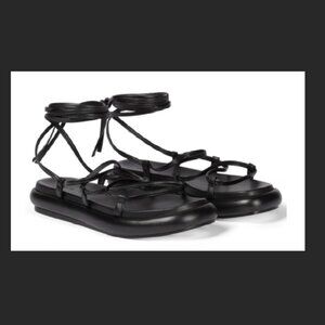 NIB - KHAITE Alba Leather-Trimmed Gladiator Sandals (Black) (EU 37.5 / US 7)